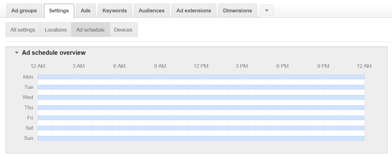 adwords ad schedule time zone